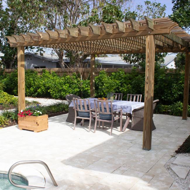 Pergola construction Pompano Beach backyard